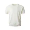 Camiseta Tricô Manga Curta Cor Sólida Minimalista para Homens, Marca Trendy Europeia e Americana, Top Casual Versátil Redondo Estilo Old Money