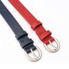 Cinturón de cuero sintético con hebilla hueca para mujer, cinturón informal para vaqueros, color negro, marrón, rojo y blanco, de imitación de cuero.