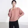 Nova Camiseta Feminina Miyake 2026 Gola Redonda Manga Morcego Caimento Solto Emagrecedora Pulôver Casual Versátil