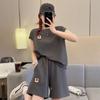 Novo conjunto esportivo casual de moda de verão feminino solto estilo coreano moda manga curta shorts duas peças corrida ins