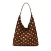 Bolsa Tote Suede Retrô Feminina 2026 Chegada Nova Outono Grande Capacidade Bolsa de Ombro com Bolinhas para o Trabalho Moda Bolsa de Axila