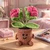 Adorno de Planta en Maceta Rosa Tejido a Mano Lindo con Manos y Pies Flor de Hilo Maceta Muñeca Decoración Creativa de Escritorio