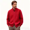 Cárdigan de Punto con Cuello Alto y Cremallera para Hombre Otoño Invierno Grueso Doble Cremallera Abrigo Suéter Textura de Sarga Holgada Ropa de Abrigo