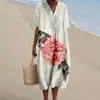 Vestido de punto independiente transfronterizo para toda la web, con escote en V y estampado de vida marina, vestido de manga corta holgado para mujer