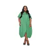 TW650 Verano Transfronterizo Europeo y Americano Cárdigan Vestido Holgado talla extra Color Sólido Moda Simple para el Trabajo Dulce Vestido de Manga Corta