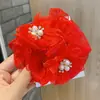 Ornamento de Cabelo para Dança Infantil Adorno de Cabeça para Damas de Honra Coque de Bola para Festa Anel de Cabelo Elástico Flor Botão de Flor Acessório de Cabeça para Bebês Meninas