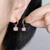 Brincos Quadrados de Zircônia Rosa, Luxo Acessível e Brincos de Alta Qualidade, Brincos, Brincos com Disco Repelente de Mosquitos Integrado, Sem Furos na Orelha