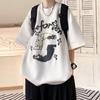 Camiseta de Manga Corta para Hombre Verano Nuevo Estilo Americano High Street Marca de Moda Diseño Versátil Nicho Suelta Media Manga para Estudiantes
