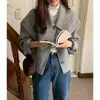 Abrigo de Lana para Mujer Invierno Estilo Coreano Solapa Suave Petite Holgado Versátil Corto Cuello de Muñeca Abrigo de Lana