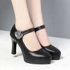 Zapatos Explosivos de Desfile de Moda Tacón Alto Adelgazantes Cheongsam Zapatos de Madre Color Sólido Combinables Bajos Elegantes para Mujer