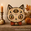 Ornamento de Bandeja de Mesa de Madeira Halloween Retrô Americano Fantasma Gato Preto Abóbora Coruja Decoração de Janela de Casa