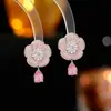 Pendientes de gota con forma de corazón de circonita micro pavimentada, de lujo accesible de alta gama, elegantes, para mujer, diseño geométrico de nicho, estilo europeo y americano