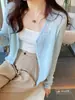 Cárdigan blanco con falda de tirantes, chaqueta fina para mujer, prenda exterior de protección solar de verano, top de punto de seda helada
