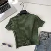 Cárdigan de Punto de Manga Corta con Cuello Semi Alto Estilo Retro Commuter para Mujer en Verano, Suéter Top Delgado y Versátil