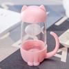 Vaso de Cristal Lindo Gato de Dibujos Animados Vaso para Agua para el Hogar Taza de Té con Filtro para Cachorro de Oficina Taza para Pareja Femenina