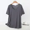 Roupa de casa de verão, nova camiseta modal de manga curta para primavera e outono, simples, solta, casual, top de pijama feminino plus size