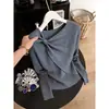Suéter de punto de manga larga con nuevo diseño de otoño 2026 estilo coreano para mujer, top adelgazante a la moda de nicho de lujo ligero para mujer