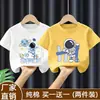 2026 Verano Nuevo Camiseta de Algodón Puro de Manga Corta para Niños Camiseta Básica de Dibujos Animados para Bebé Top Estampado de Moda para Niños