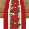Nuevo camino de mesa de lino transfronterizo para Navidad, con diseños de árbol de Navidad, Papá Noel y copo de nieve, hecho a medida para la decoración navideña de la sala de estar