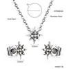 Joia Versátil da Moda com Strass Coroa Fresca Pingente de Coração Colar Pequenos Brincos de Tarraxa Conjunto de Joias de Aço Inoxidável para Mulheres