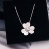 Nova Mulher Estilo Fresco Flor de Ameixa Colar Micro-incrustado Zircon Simples Flor Brincos Moda Férias Conjunto de Jóias