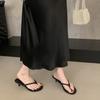 Elegantes Sandalias de Tanga Estilo Francés para Mujer, Nuevo Modelo Verano 2025, Sandalias de Tacón Fino con Punta Abierta, Chanclas de Playa