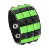 Pulsera Punk Cool de Calle Transfronteriza Europea y Americana con Remaches Cuadrados Verde Oscuro Pulsera Combinada de Cuero para Pareja