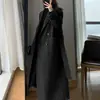 Elegante abrigo de lana para mujer, otoño e invierno, alta gama, estilo largo, talla grande, holgado, adelgazante, elegante, por encima de la rodilla, abrigo de talla grande, transfronterizo