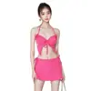 Traje de baño de alta gama para mujer, bikini nuevo, elegante y sexy, diseño de dos piezas con falda, adelgazante y favorecedor, traje de baño puro y seductor para el resort