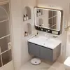 Gabinete de baño de aluminio de panal engrosado con lavabo de cerámica integrado y unidad de tocador