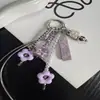 Design original bolsa longa para celular com bordado floral e de borboleta pingente chaveiro estilo novo