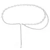 Cinto de Corrente de Metal com Pérolas Estilo Europeu e Americano para Mulheres, Corrente de Cintura da Moda para Vestidos, Corrente Corporal Decorativa Feminina