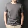 2023 Verano nueva camiseta de algodón de color sólido delgada para hombre de manga corta camiseta de color sólido de media manga para hombre coreana camiseta básica
