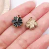 20 Estilos de Flor de Cerezo Negra con Goteo de Aceite Rosa Accesorios para Joyería DIY Aleación Collar Pulsera Colgante Llavero Transfronterizo