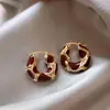 Pendientes Grandes Marrones Estilo Retro de Hong Kong para Mujer Pendientes de Alta Gama 2025 Nuevo Estilo Popular Pendientes de Aro Lisos