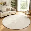 Tapete Redondo Macio de Veludo de Algodão Fácil de Cuidar para Sala de Estar Tapete Personalizado Transfronteiriço Jacquard de Pelo Alto e Baixo Antiderrapante Tapete para Quarto ao Lado da Cama