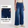 Calça Jeans Wide Leg Europeia e Americana Transfronteiriça Curta Plus Size para Mulheres, Cintura Alta Solta Emagrecimento Levanta Bumbum Bolso Fitness Casual
