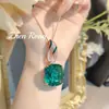 Lámpara Colgante Exagerada Azul Real Estilo Europeo y Americano Lujo Versátil Realista Esmeralda Sangre de Paloma Rojo Piedra Preciosa Collar para Mujeres