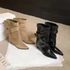 Hebilla Tacón Grueso Estilo Coreano Gamuza Punta Fina 2025 Botines Nuevos Otoño Invierno Nuevos Adelgazantes Botas de Jinete Botas para Pantalón