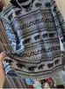 Camiseta de Manga Larga con Estampado de Elefante Estilo Retro Occidental para Mujer 2025 Otoño Nuevo Estilo Elegante Camiseta Básica Suelta Top Exterior