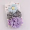 Diadema para Bebé de Comercio Exterior con Flor de Gasa, Estilo Ins Europeo y Americano, Diadema de Nylon, Suave y Elástica para Proteger la Fontanela del Bebé