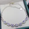 Venta al por mayor de fábrica Popular Pulsera Natural de Tanzanita Plata S925 Incrustada Piedra Principal 3*4 Joyería de Lujo Venta Directa de Fábrica