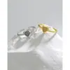 812 Diseño Original de Nicho Textura Irregular de Personalidad Forma de Corazón Esmalte de Gota Anillo Abierto de Plata de Ley S925 para Mujer