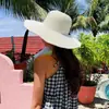 Sombrero de paja de ala ancha para playa en el mar en verano para mujer, sombrero de vacaciones con protección solar para viajes al aire libre, sombrero de sol moderno y versátil