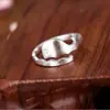 Anillo Abierto de Plata de Ley S925, Moderno, Sencillo y Lindo Anillo de Ballena Pequeña de Plata Lisa para Mujer, Joyería de Plata de Ley Estilo Coreano al por Mayor