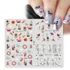 Cross-border Novos adesivos de Nail Art em Papai Noel Floco de Neve Alce Linha Flores 4 Médio Marca D'água Adesivos de Unhas