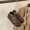 Fivela de Cinto Estilo Britânico Aumento de Altura Escondido Duas Formas Sapatos Pequenos de Couro Femininos Outono 2026 Versátil Sola Grossa Slip-On Mocassins Sapatos Individuais