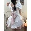 Tecido Original Chummy*** Estilo Ballet Desejo Puro Doce e Picante Vestido com Laço na Cintura Vestido de Princesa