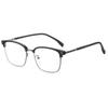 Armazones para Lentes de Prescripción para Hombre, Luz Azul Anti-Reflejo, Armazones de Gafas Tecnológicas, Anti-Radiación, Armazones Cuadrados de Metal, Armazones Negros Brillantes