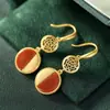 Aretes Redondos, Naturales y de Moda, con un Diseño Único de Peonía Vintage, Aretes Elegantes para Mujer